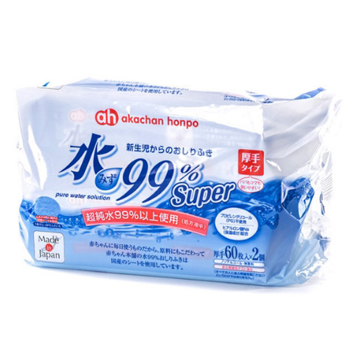阿卡佳湿巾99%超纯水婴儿厚手柔湿巾60片×2包