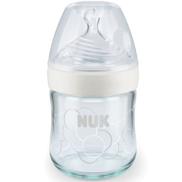 NUK自然母感宽口玻璃奶瓶120ml白色