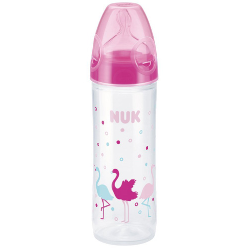 NUK宽口250ml塑料奶瓶天鹅卡通 带0-6个月用中圆孔硅胶奶嘴