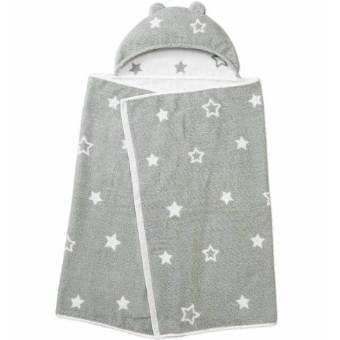 宝宝温柔地包围起来简单且吸水性好毛巾披巾 灰色星花纹