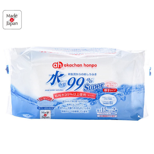 阿卡佳湿巾99%超纯水婴儿厚手柔湿巾15片×2包携帯用