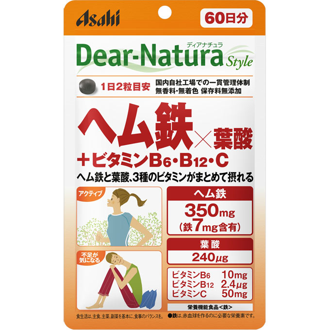 朝日 Dear-Natura Style 海姆铁叶酸+维生素B6・B12・C