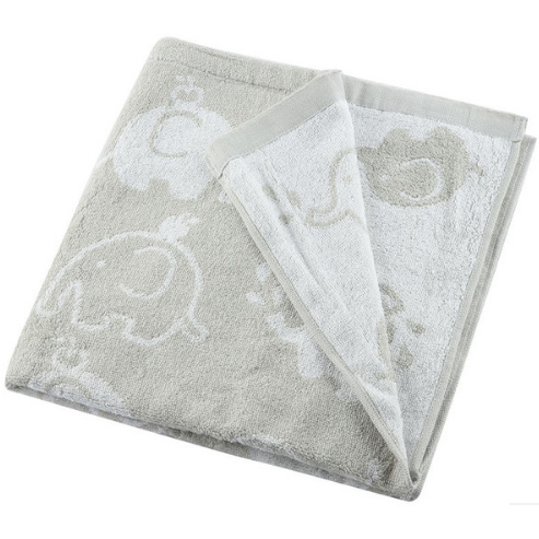 热水后毛巾柔软的材质长方形 大象花纹灰色