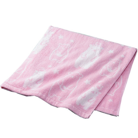 热水后毛巾柔软的材质正方形 熊图案粉色