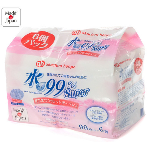 阿卡佳99%超纯水婴儿手口柔湿巾90枚×6个