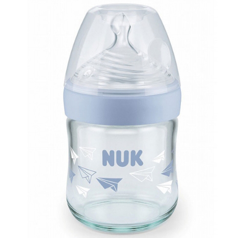 NUK自然母感宽口玻璃奶瓶120ml蓝色