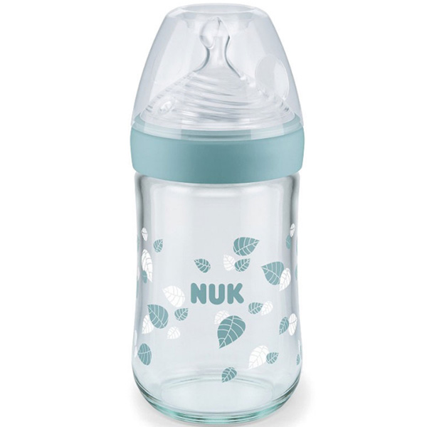 NUK自然母感宽口玻璃奶瓶240ml绿色