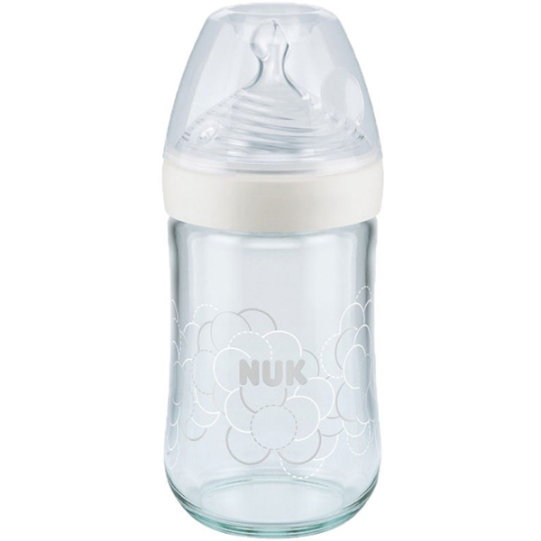 NUK自然母感宽口玻璃奶瓶240ml白色