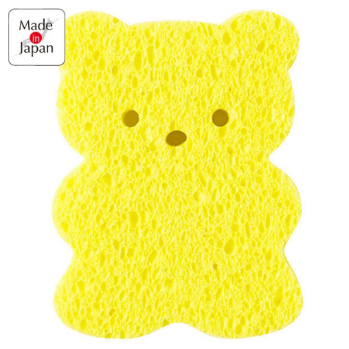 阿卡佳 黄色小熊造型婴儿沐浴棉 天然海绵