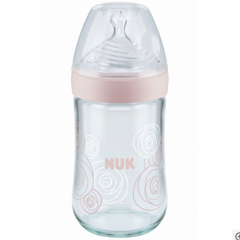 NUK自然母感宽口玻璃奶瓶240ml粉色