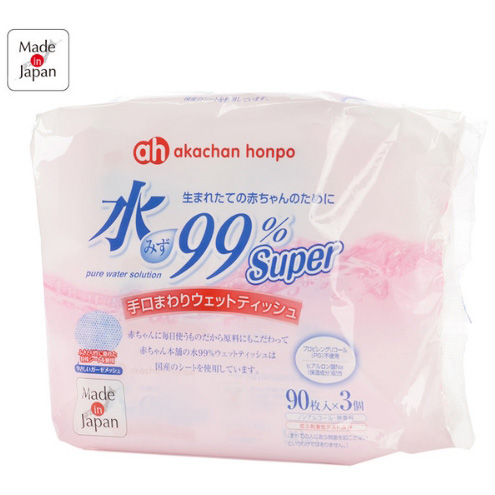 阿卡佳99%超纯水婴儿手口柔湿巾90枚×3个
