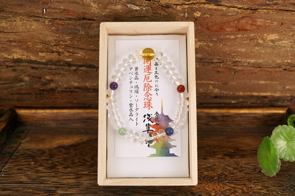 【日本直邮】浅草寺 祈求好运实现愿望转运珠水晶手串 七宝石珠串 新年开运礼物